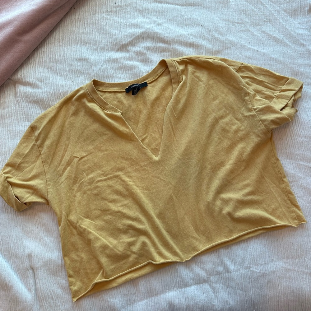 Forever 21 Mustard V-Neck Short Sleeve Tee